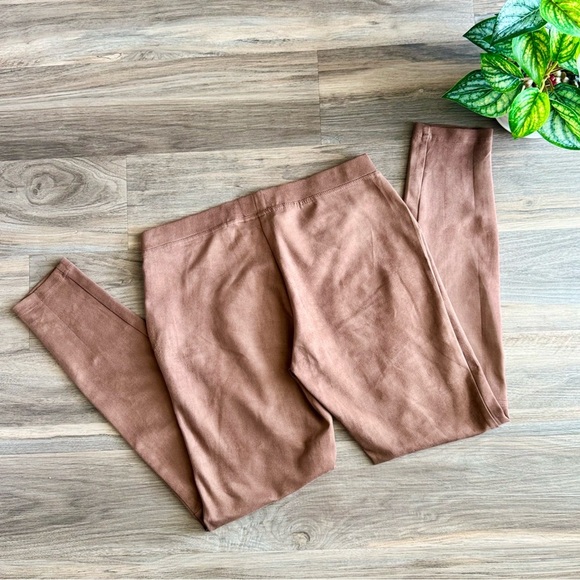 Marina Luna Faux Suede Stretch Chocolate Brown Pull On Leggings – Size 6 - Picture 8 of 9